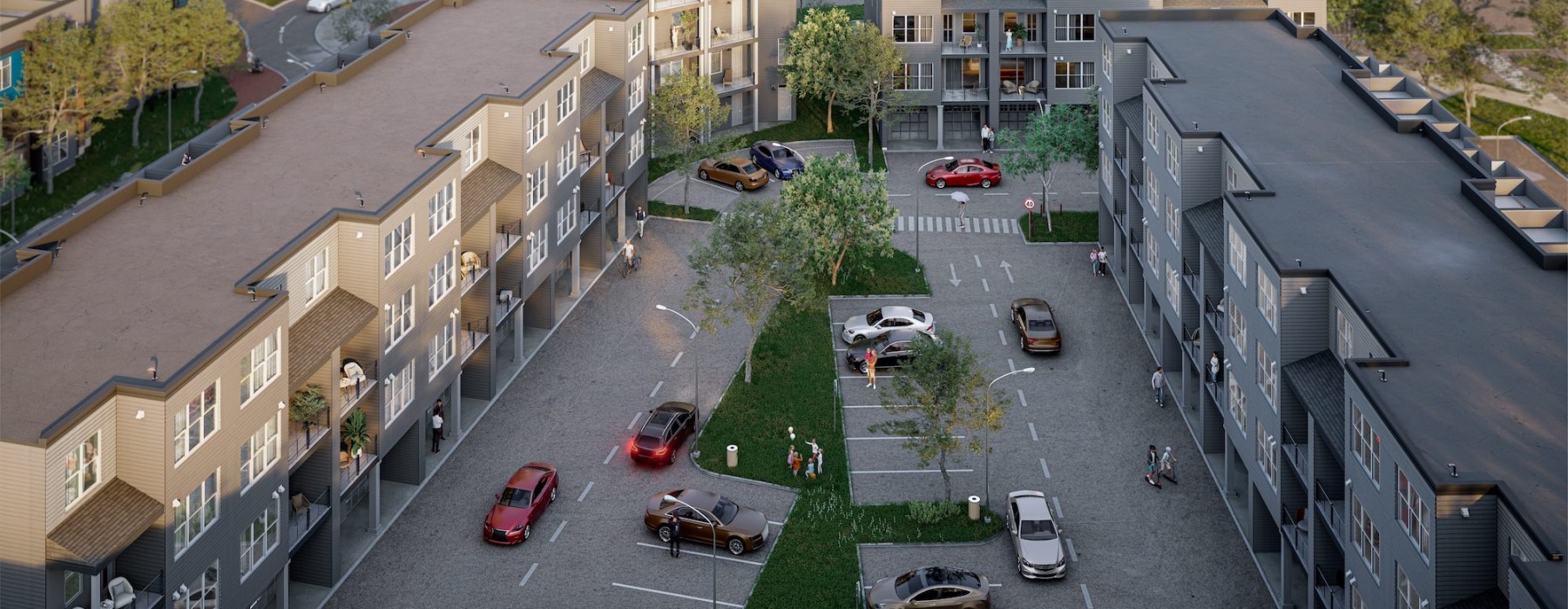 a street with cars and buildings